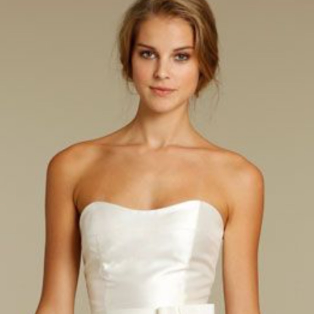 Alvina Valenta Strapless Satin Ivory Wedding Dress